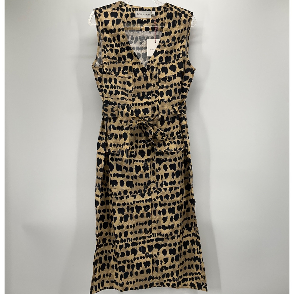 Rachel Antonoff Cheetah Dress Hammy Size 6 Cargo Sleeveless Button Front Belt‎
